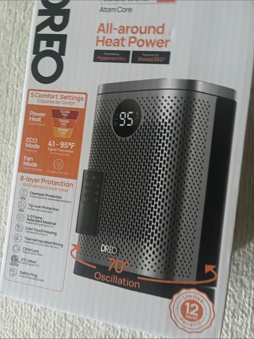 Gray All-Around Heat Power Ceramic Space Heater